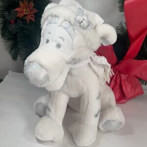 Disney Store Snowflake Tigger White Silver Christmas Holiday Plush Toy Animal